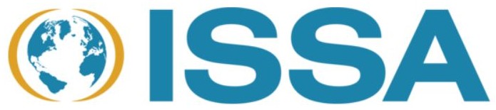 ISSA logo featuring a globe and the letters ISSA in blue, symbolizing global standards in the cleaning industry.