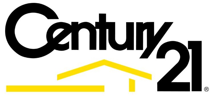Century 21 logo featuring bold black text and a yellow house outline, representing real estate services.