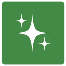 Sparkling stars on a green background, symbolizing freshness, creativity, and vibrant energy for branding or design.