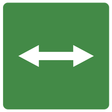 Two white arrows pointing left and right on a green background, symbolizing direction or navigation.