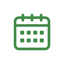 Green calendar icon representing scheduling, planning, or event management.