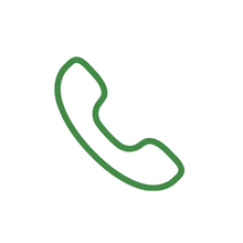 Green telephone icon on a white background, symbolizing communication and contact options for users.